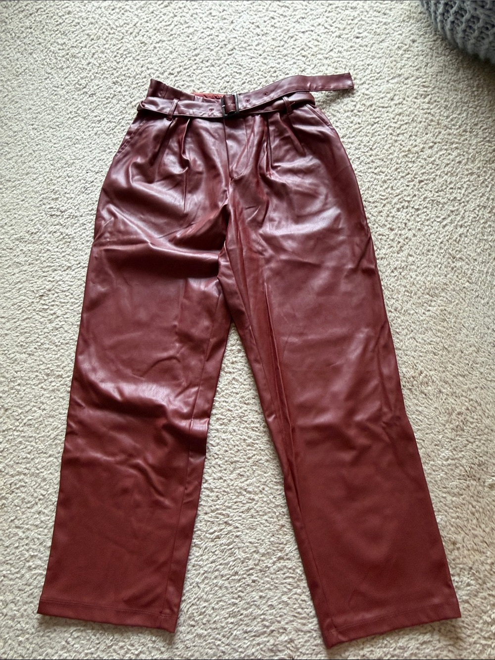 High-Waist Faux Leather Pants in Rust - Picture 3 of 4